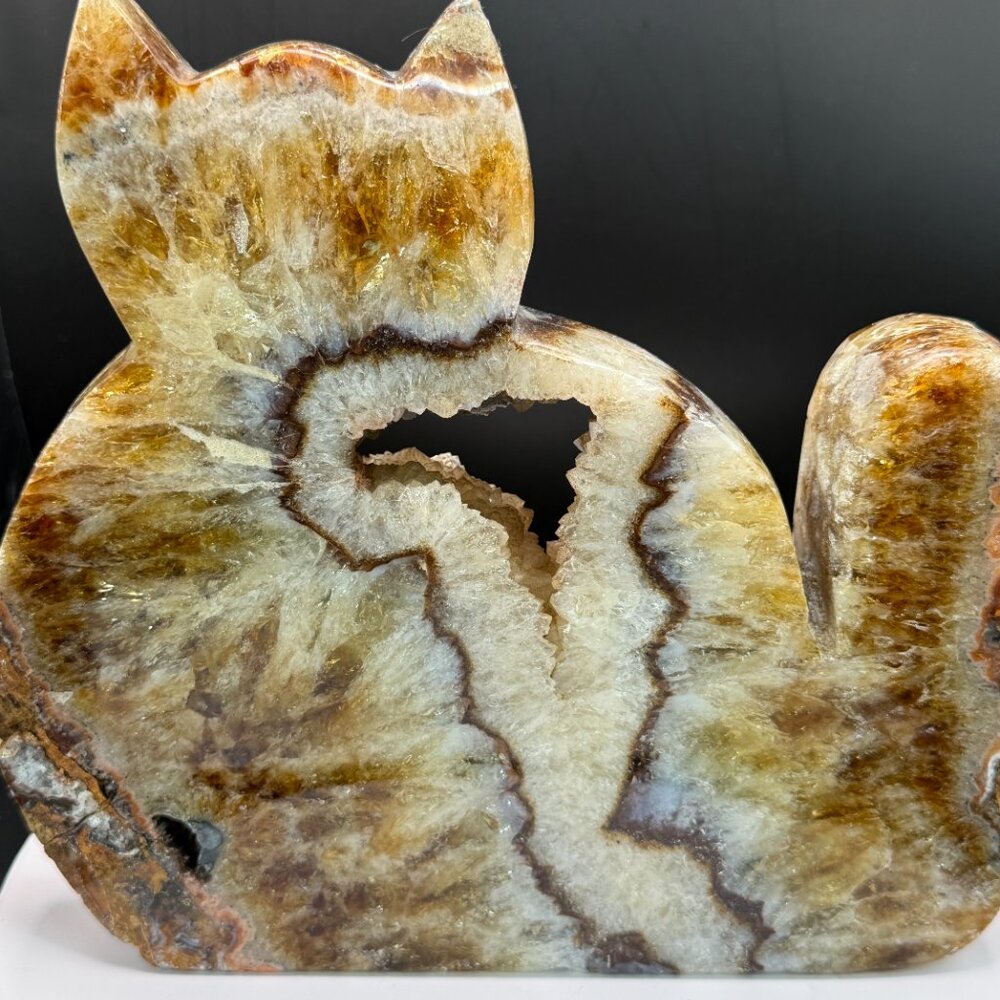 Citrine Cat Carving Extra Large Heat Treated Amethyst Quartz Crystal Animal 51 - Picture 12 of 16